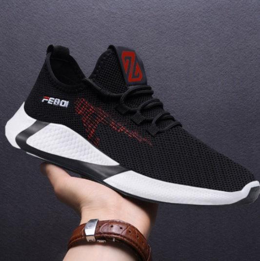 New Sports Shoes Men's Breathable Casual Mesh Shoes Comfort Increase Lace-up Non-slip Low-top Running Shoes.