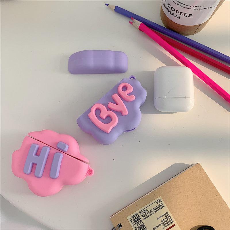 AirPod 2 Case 3D HI BYE Cloud Letter Cartoon Soft Silicone Wireless Earphone Cases For   Airpods Case Cute Cover.