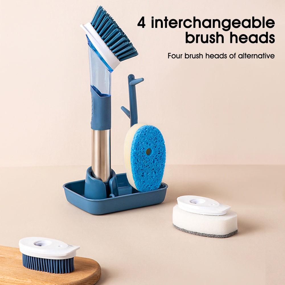 New Multifunctional Dish Brush Household Kitchen Oily Sponge Long Handle Cleaning Brush.