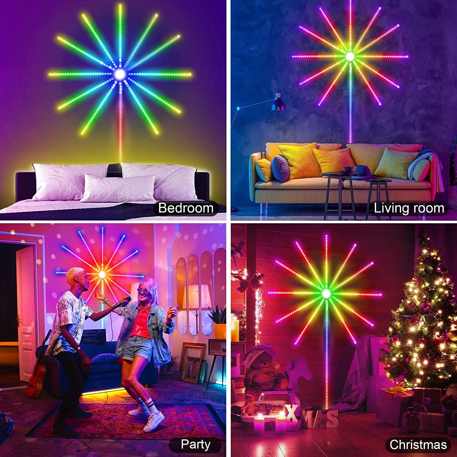 Firework Lights LED Strip Music Sound Sync Color Changing Remote Control LED Firework Light For Room Party.
