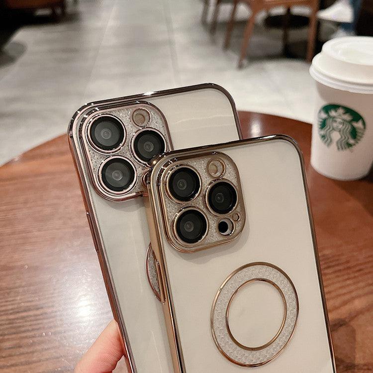 Electroplating Soft Diamond Ring Phone Case Drill Leakage Standard Mobile Phone Case Lens Film.