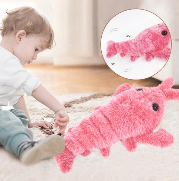 Pet Toys Electric Jumping Shrimp USB Charging Simulation Lobster Funny Cat Plush Pets Toy.