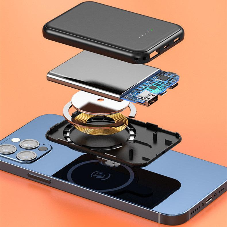 Mini Fast Charging Magnetic Wireless Power Bank 5000 MAh Portable.