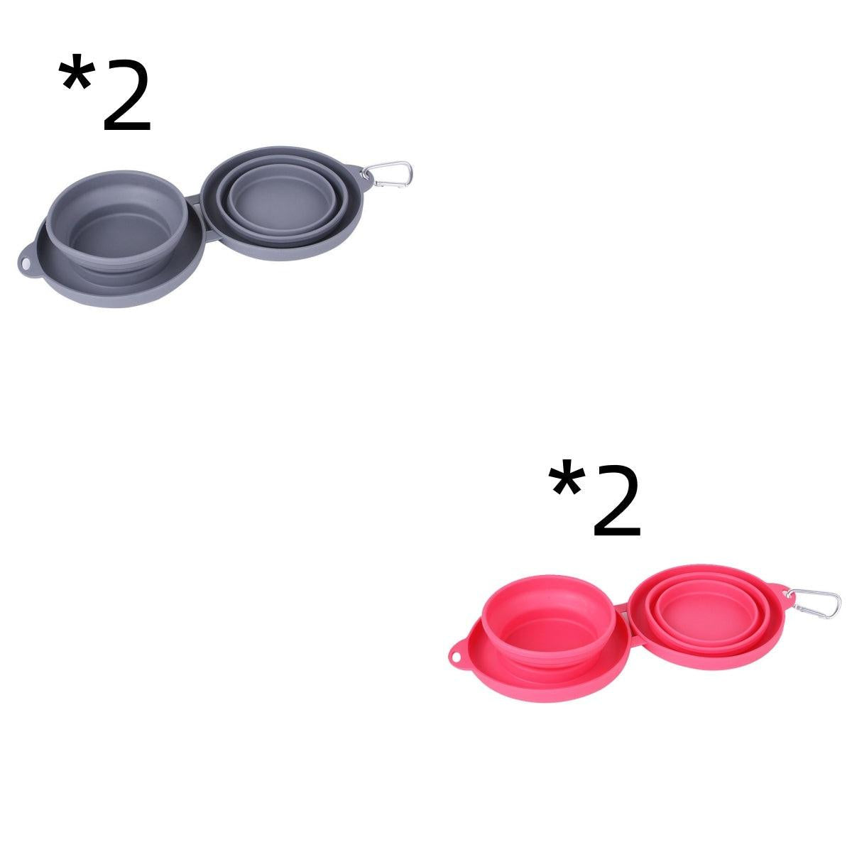 Rubber Foldable Double Bowl Pet Feeding Bowl Pets Supplies Dog Cat Bowls.