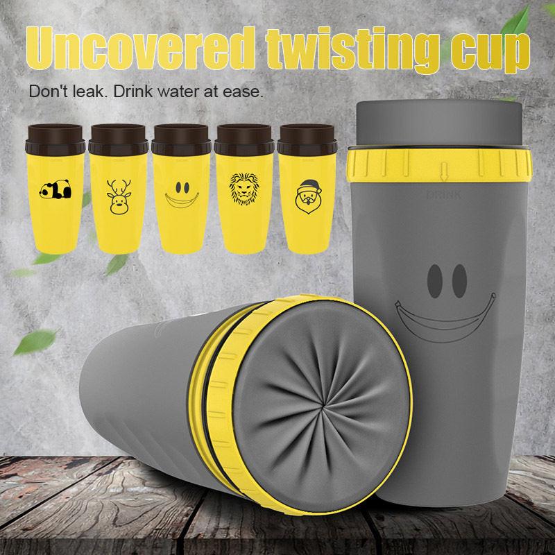 No Cover Twist Cup Travel Portable Cup Double Insulation Tumbler Straw Sippy Water Bottles Portable For Children Adults.
