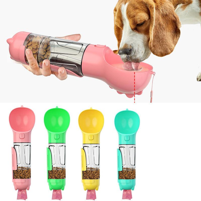 300 500ml Portable Multifunction Dog Water Bottle Food Feeder For Big Dogs 3 In 1 Poop Dispenser Puppy Pet Travel Drinking Bowls.