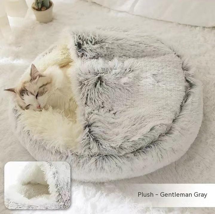 2 In 1 Dog And Cat Bed Pet Winter Bed Round Plush Warm Bed House Soft Long Plush Pets Bed Pet Products.