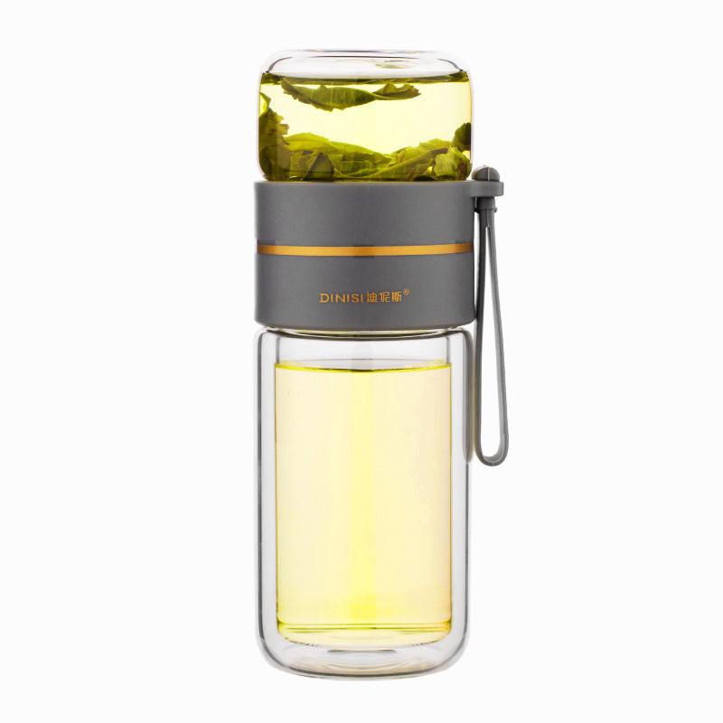 Glass Water Bottle With Tea Infuser Filter Tea Separation Double Wall Glass Bottle Leakproof Water Bottle.