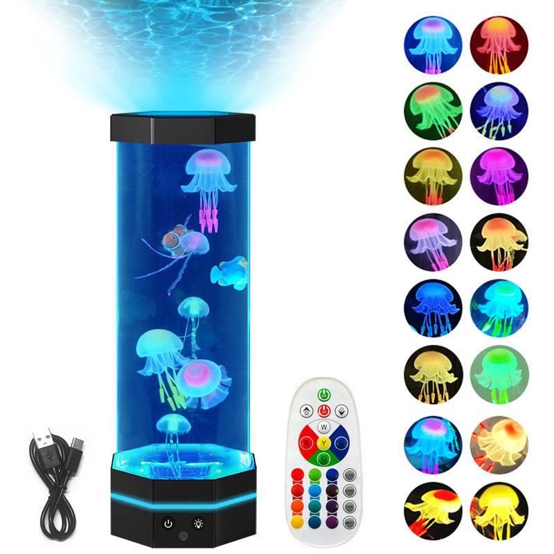 Jellyfish Lava Lamp 17 Colors Changing 15inch Jellyfish Lamp With Remote Control USB Plug-in Bubble Fish Lamp Kids Night Light Creative Projector Lamp Home Decor.