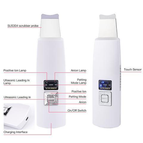 Ultrasonic Skin Scrubber Face Cleanser Blackhead Acne Removal Facial Spa Vibration Massager Ultrasound Peeling Clean Machine 394.