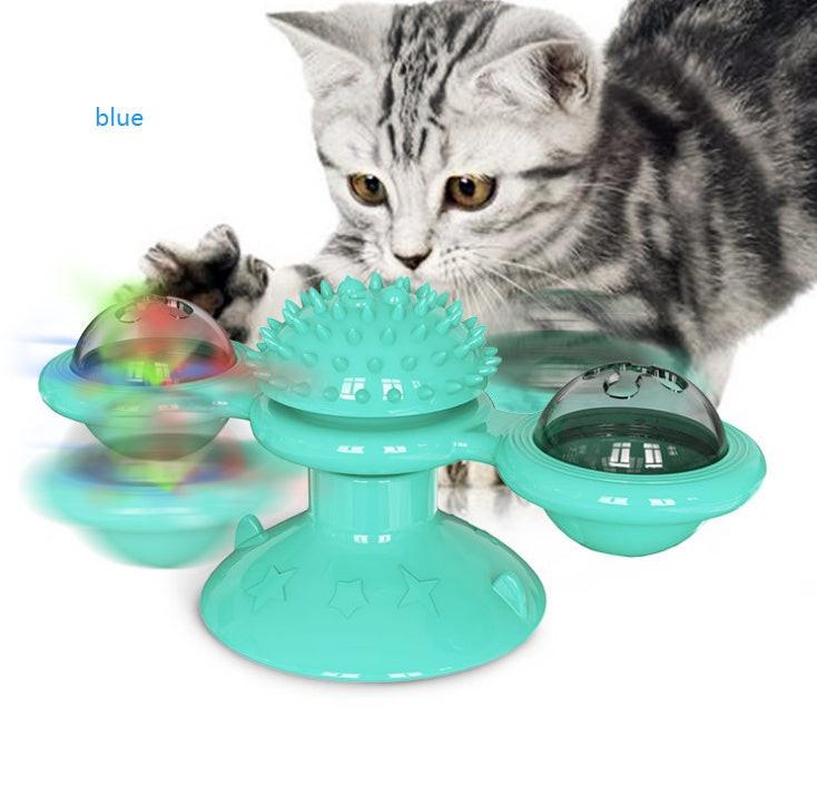 Cat Rotating Windmill Multi-Function Toys Itch Scratching Device Teeth Shining Toy.
