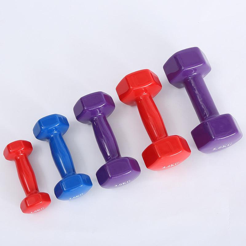 Color fitness dumbbells.