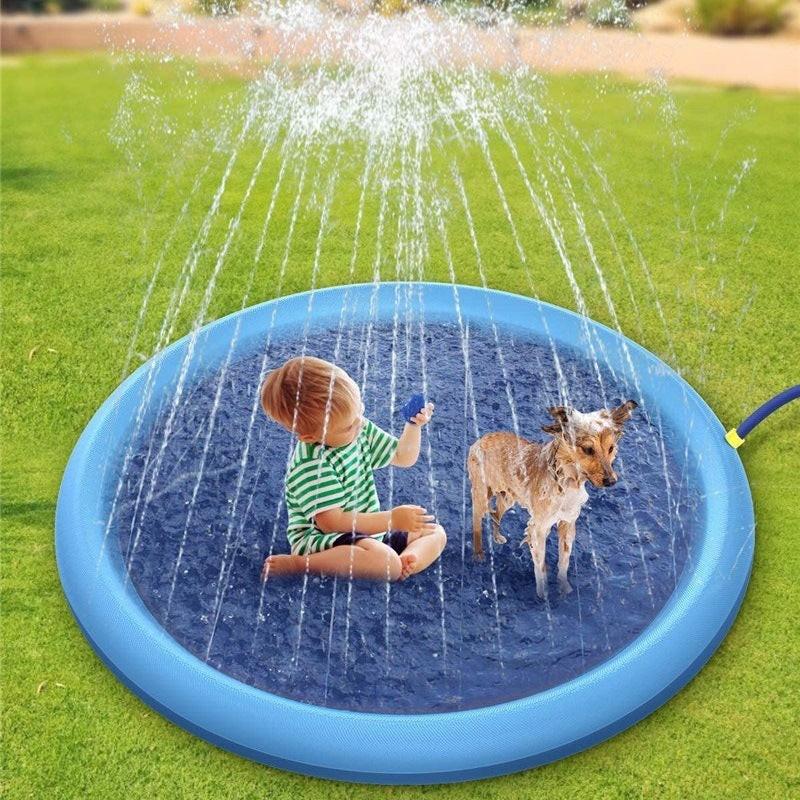 Non-Slip Splash Pad For Kids And Pet Dog Pool Summer Outdoor Water Toys Fun Backyard Fountain Play Mat.