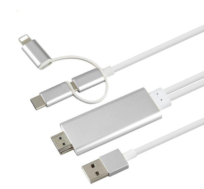 Type-C To HDMI Three In One Mobile Phone Projection Cable.