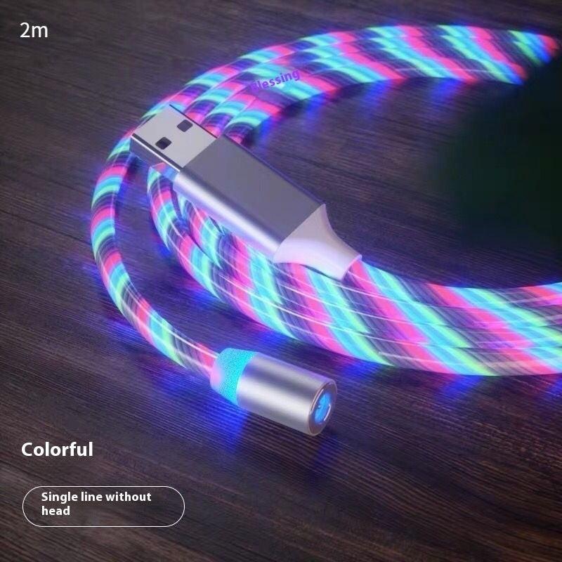 Magnetic Charging Cable Streamer Fast Charging Cable Lighting Micro USB Cable LED Magnet Charger Type-C Cable.
