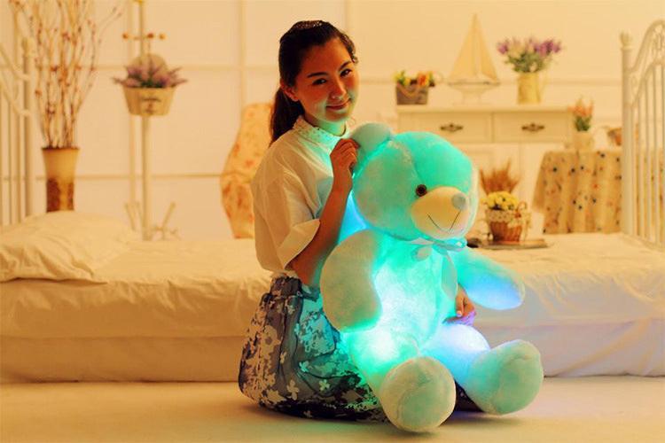 Creative Light Up LED Teddy Bear Stuffed Animals Plush Toy Colorful Glowing Christmas Gift For Kids Pillow.