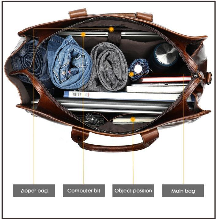 First Layer Cowhide Retro Large-capacity Travel Bag.