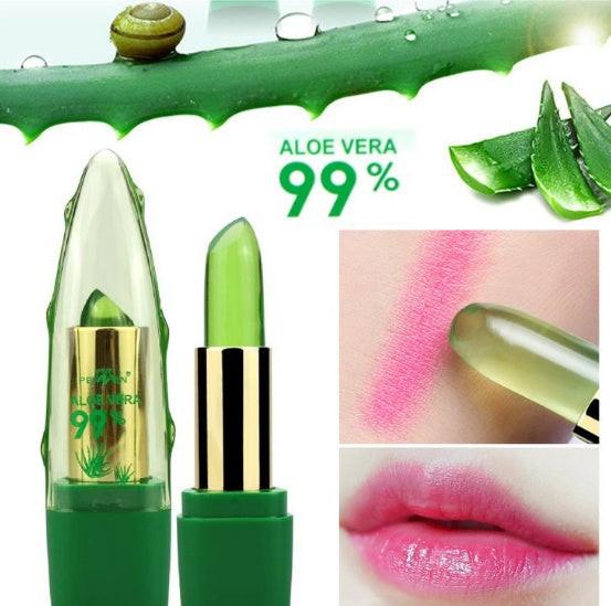 Aloe Vera Gel Color Changing Lipstick Gloss  Moisturizer Anti-drying Desalination Fine-grain Lip Blam Care.