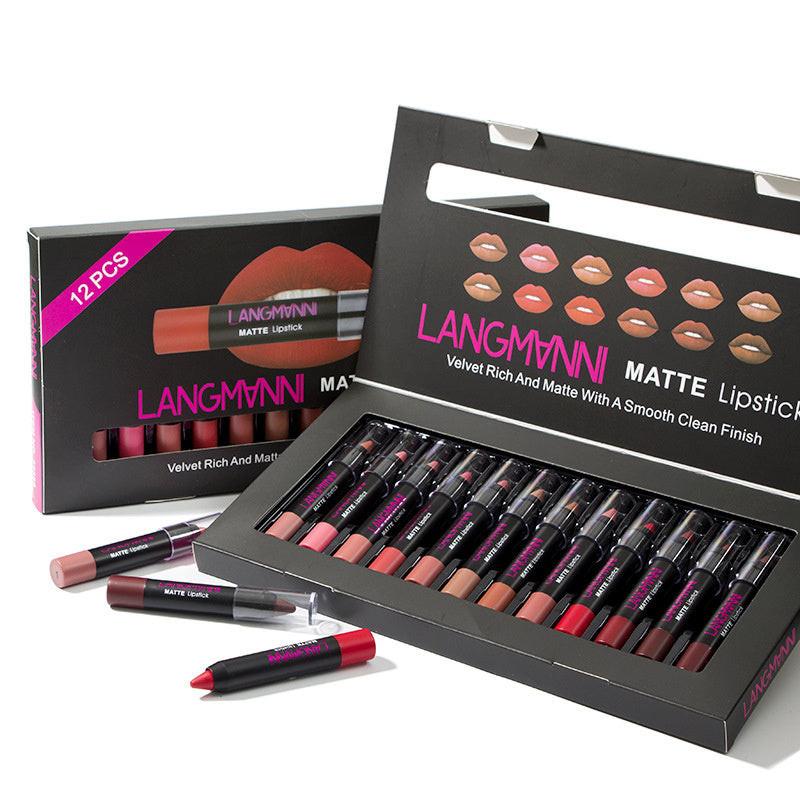 12 lipstick sets.