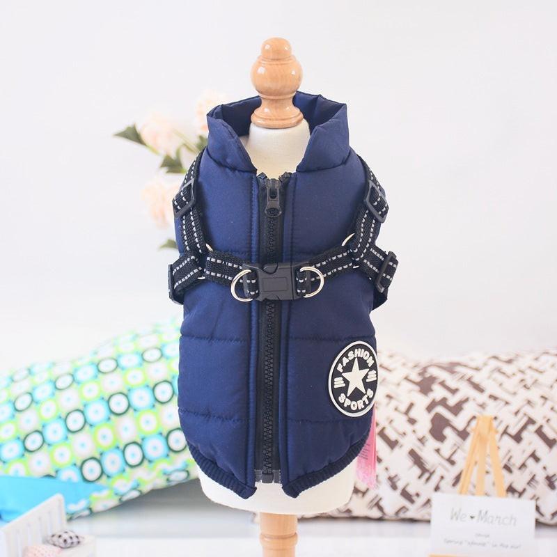 Waterproof Dog Clothes Winter Dog Coat With Harness Warm Pet Clothing Big Dog Jacket Chihuahua Labrador Coat Costume.