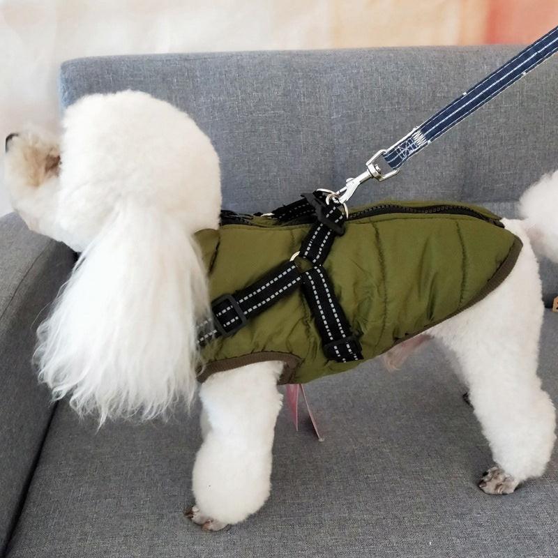 Waterproof Dog Clothes Winter Dog Coat With Harness Warm Pet Clothing Big Dog Jacket Chihuahua Labrador Coat Costume.