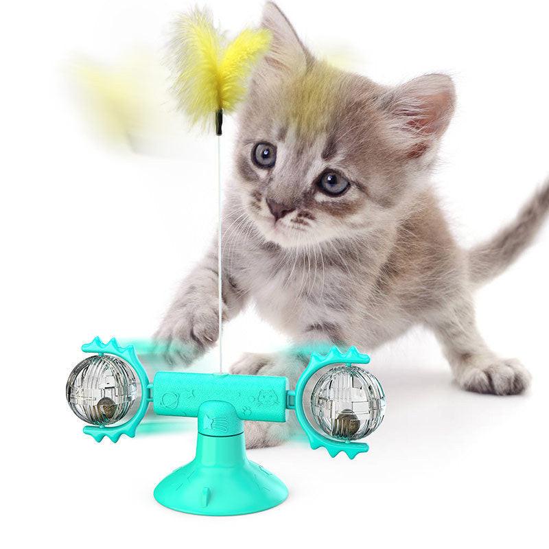 Cat Rotating Windmill Multi-Function Toys Itch Scratching Device Teeth Shining Toy.