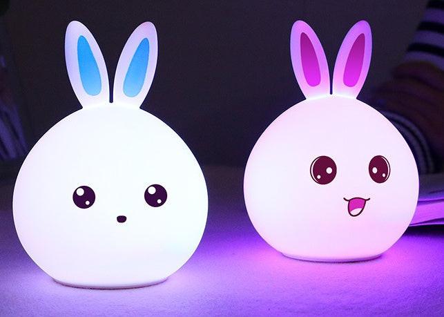 Cute Night Light Animal Rabbit Night lamps Touch Sensor Silicone LED Colorful Lights.