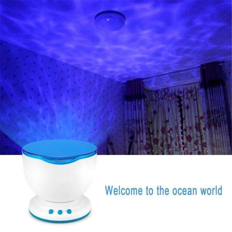 Ocean Wave Projector LED Night Light Remote Control TF Cards Music Player Speaker Aurora Projection.