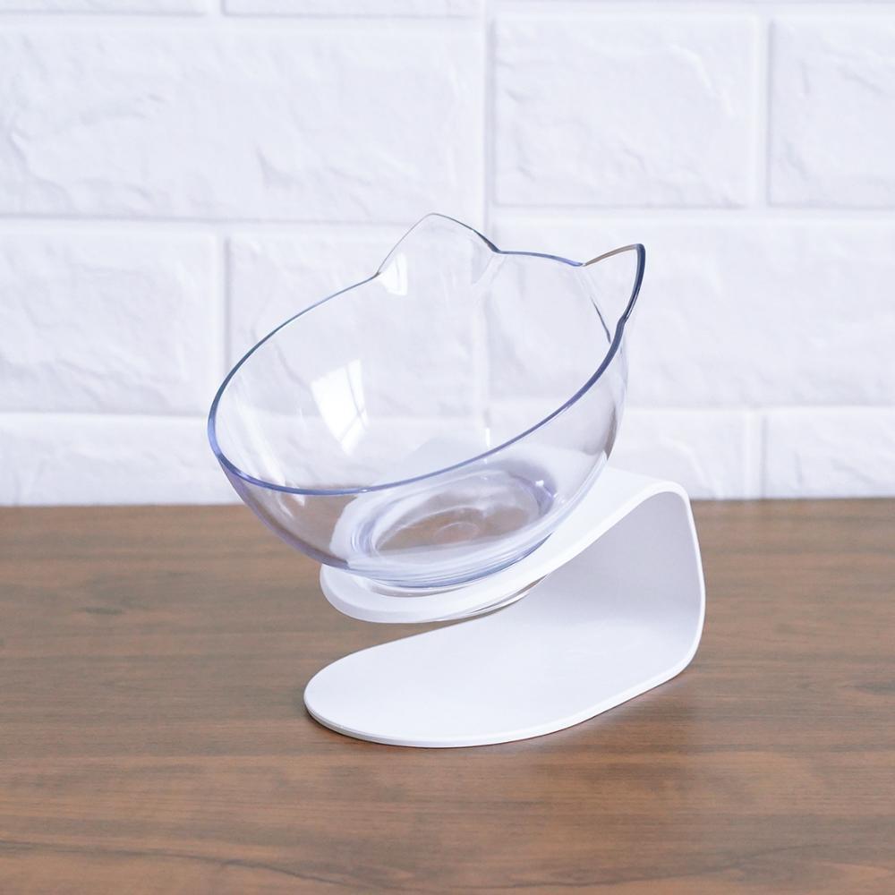 New Inclined Food Cat Ear Oblique Mouth Transparent Single Pet Bowl.