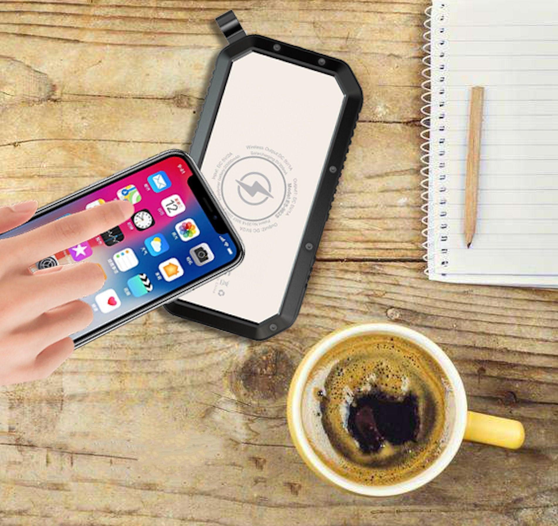 Wirelsess solar powerbank phone accessories torch.