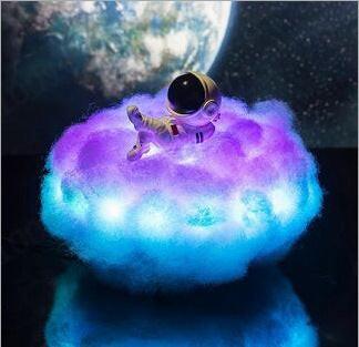 LED Colorful Clouds Astronaut Lamp With Rainbow Effect As Children's Night Light Creative Gift.