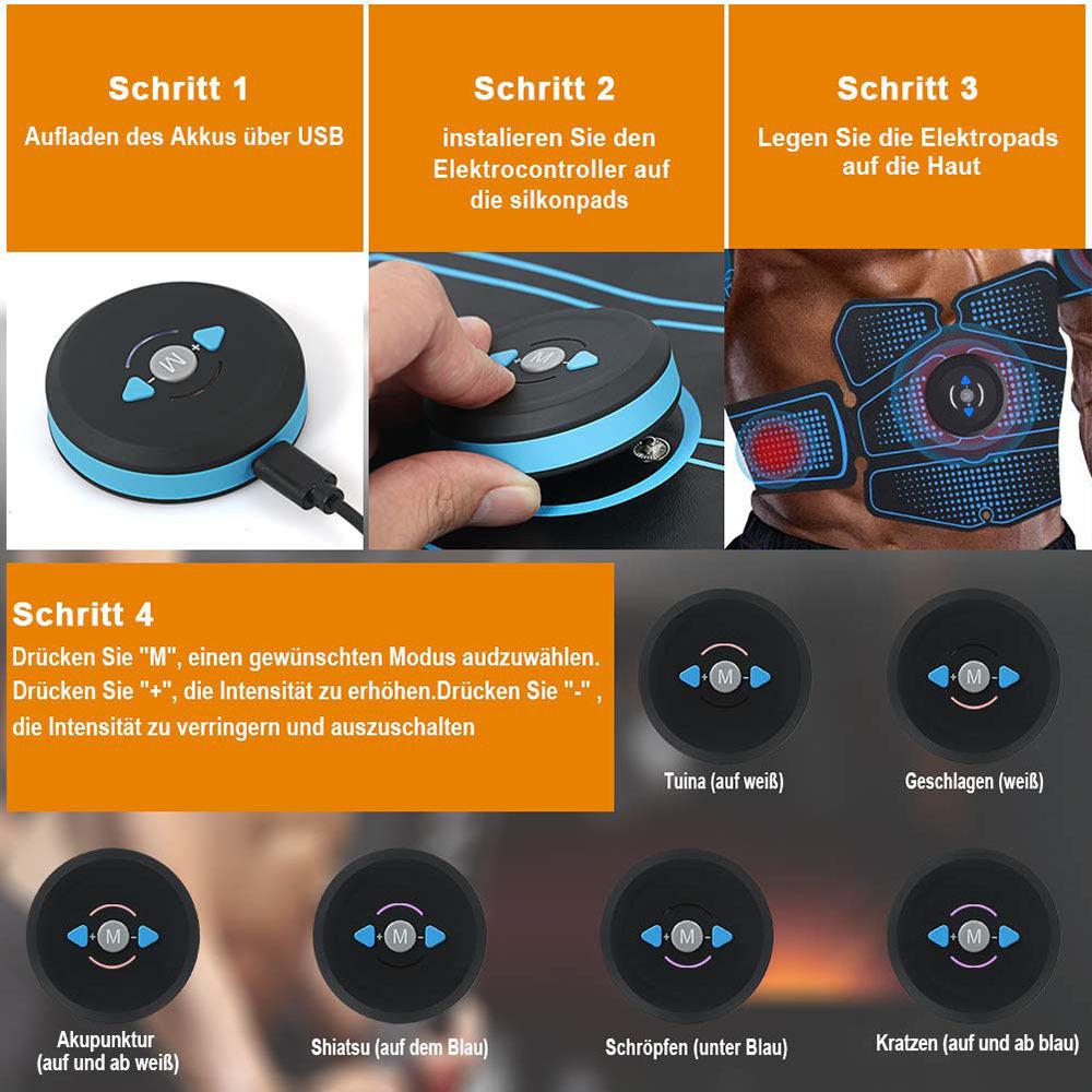Abdominal muscle training with EMS fitness equipment.