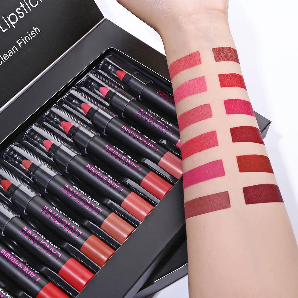 12 lipstick sets.