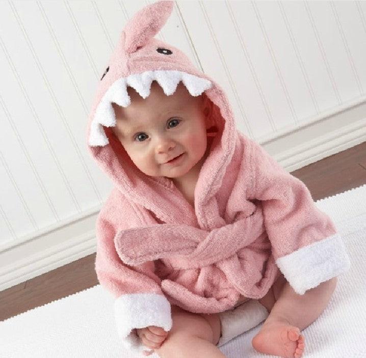Children's Hooded Absorbent Animal-shaped Bathrobe.