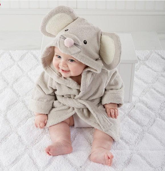 Children's Hooded Absorbent Animal-shaped Bathrobe.