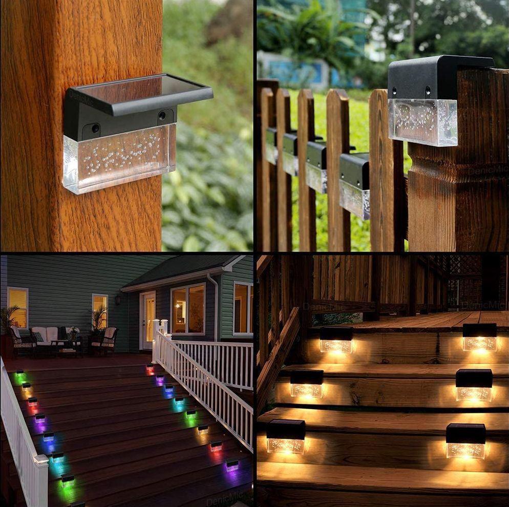 Waterproof New RGB LED Solar Light Step Fence Light.
