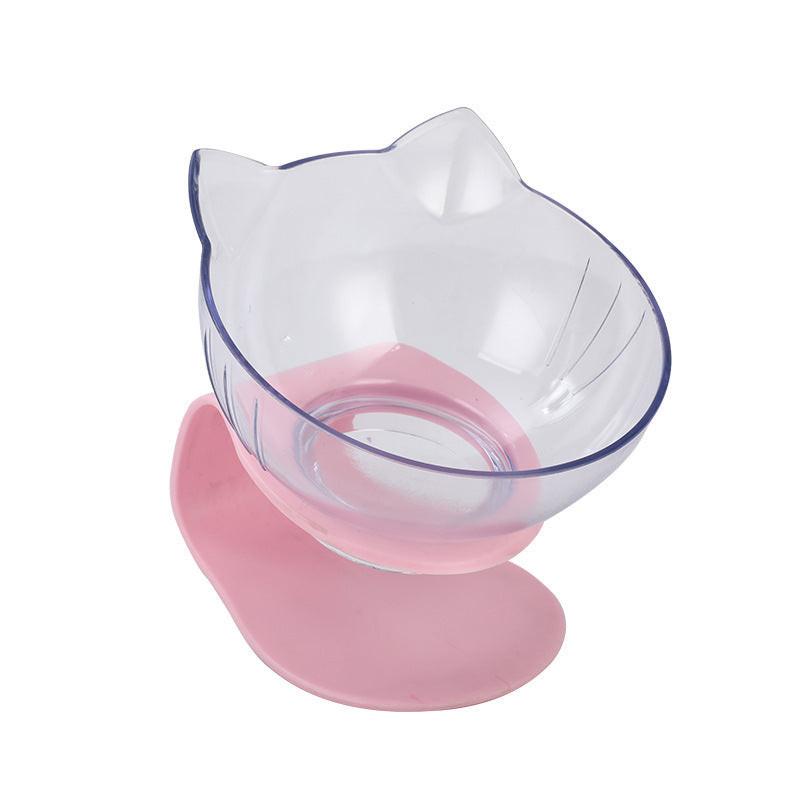 New Inclined Food Cat Ear Oblique Mouth Transparent Single Pet Bowl.