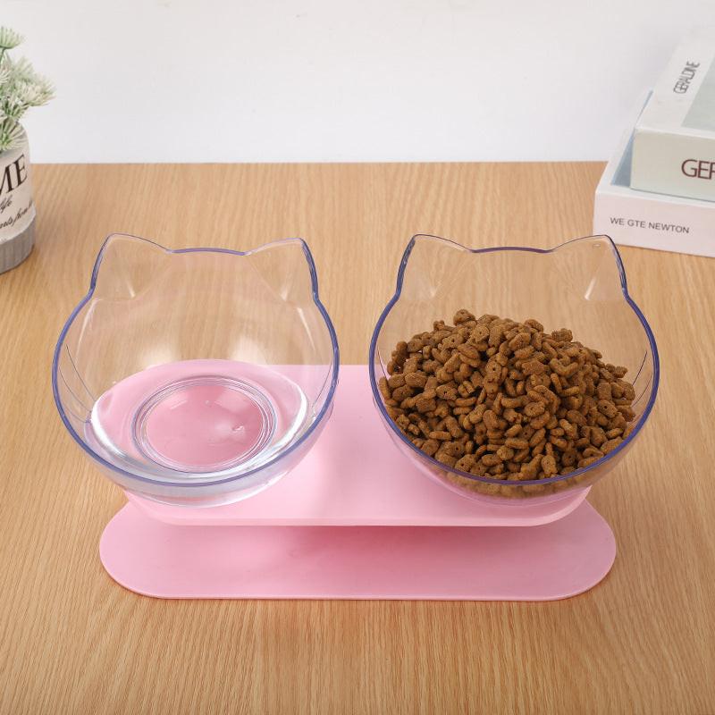 New Inclined Food Cat Ear Oblique Mouth Transparent Single Pet Bowl.