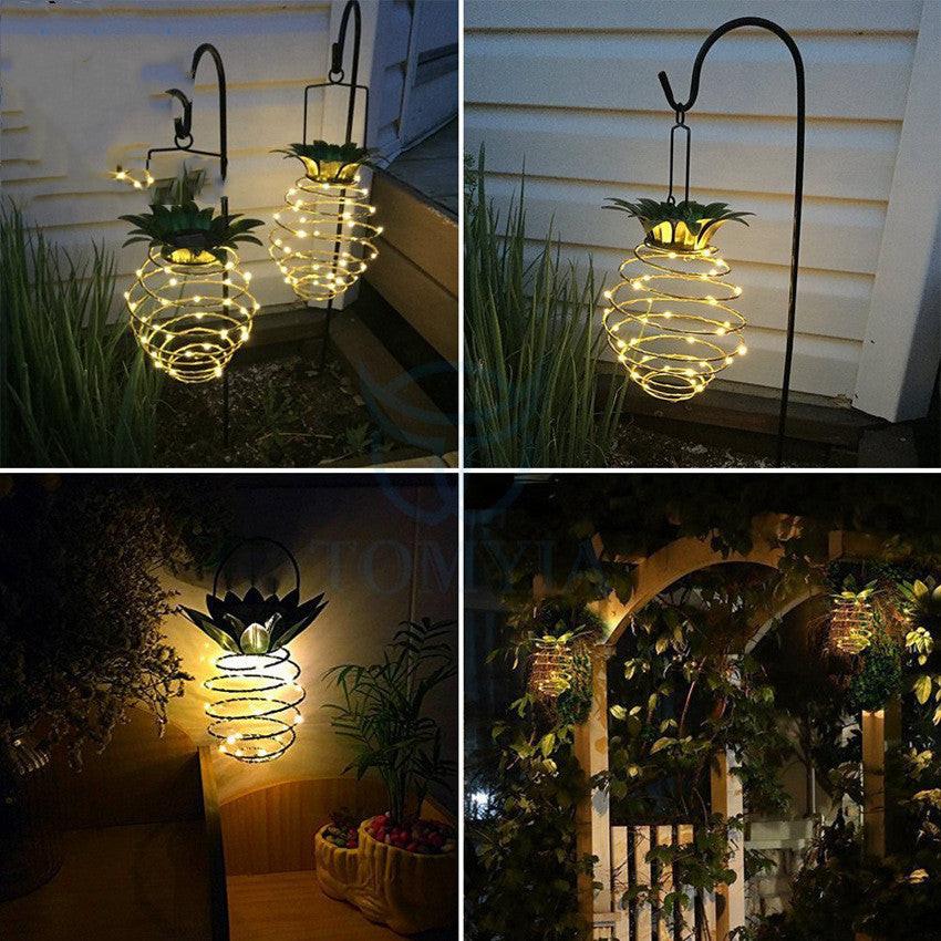 Outdoor Waterproof Garden Pineapple Solar Lights Path Lights Hanging Fairy Lights Solar Led Warm Fairy String Decor.