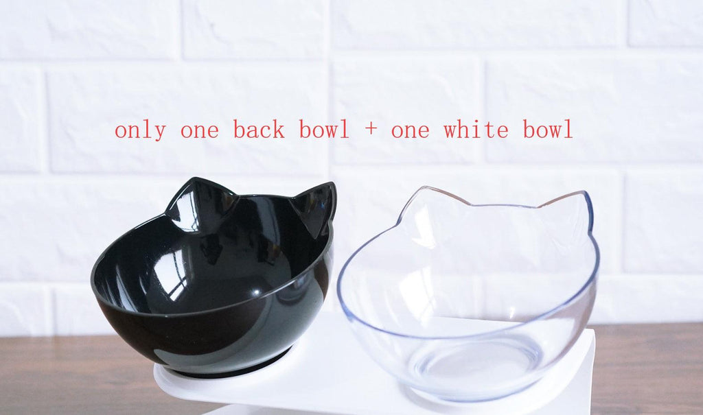 New Inclined Food Cat Ear Oblique Mouth Transparent Single Pet Bowl.