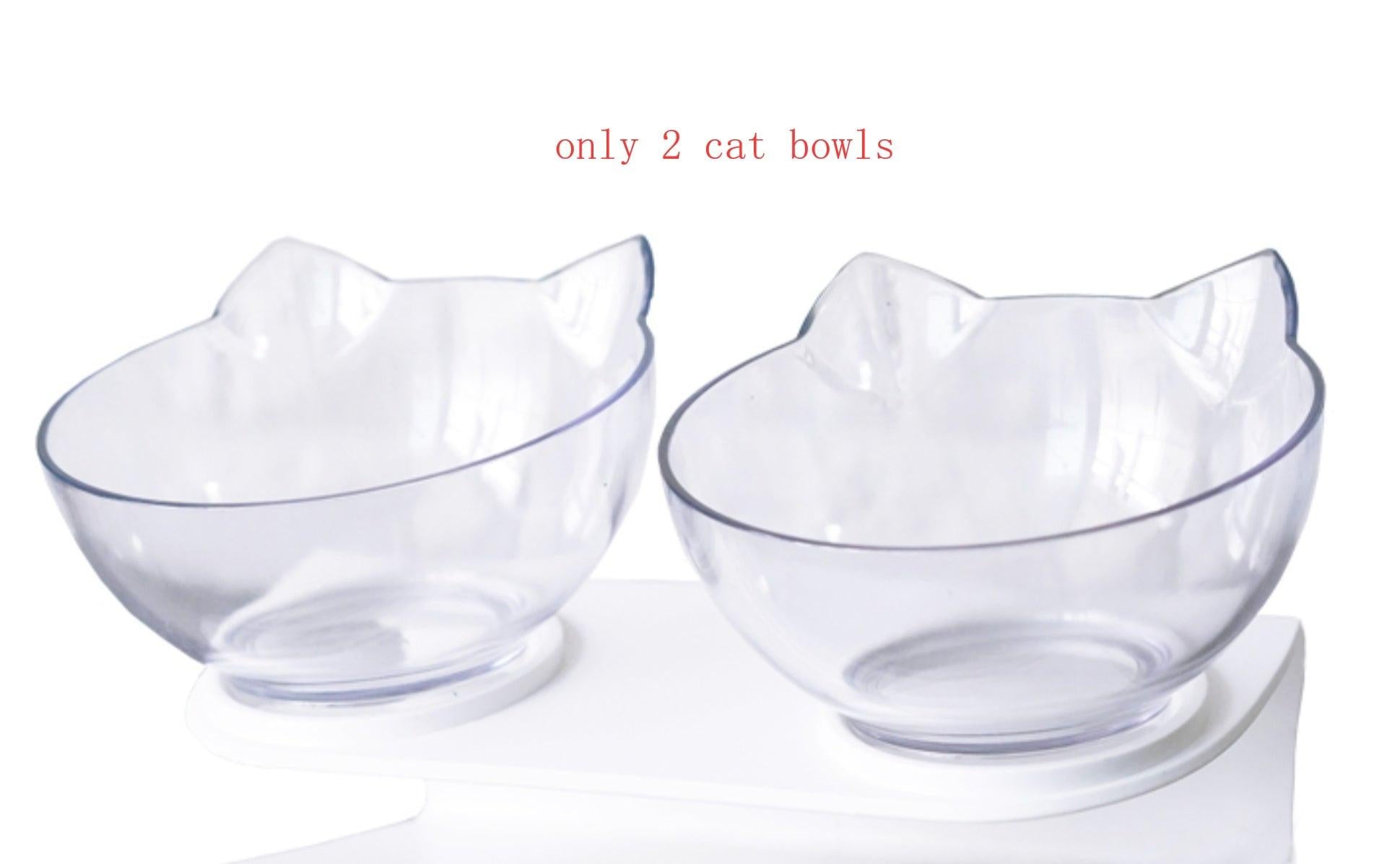 New Inclined Food Cat Ear Oblique Mouth Transparent Single Pet Bowl.