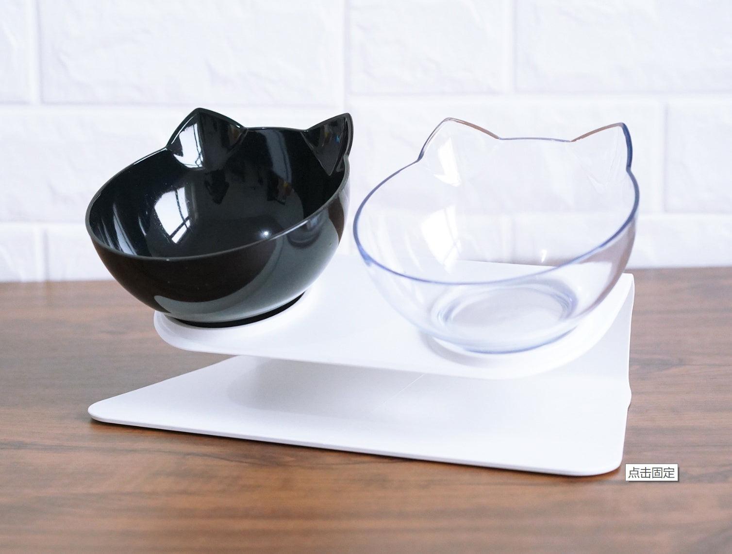 New Inclined Food Cat Ear Oblique Mouth Transparent Single Pet Bowl.
