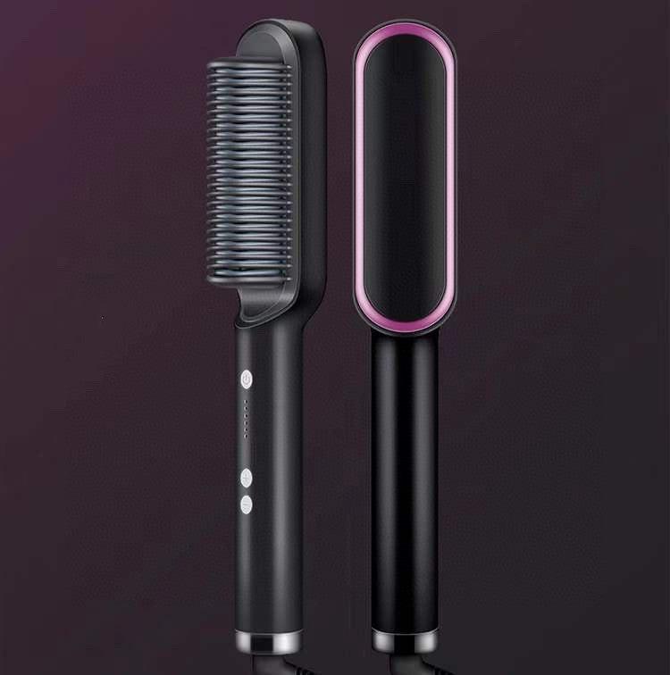New 2 In 1 Hair Straightener Hot Comb Negative Ion Curling Tong Dual-purpose Electric Hair Brush.
