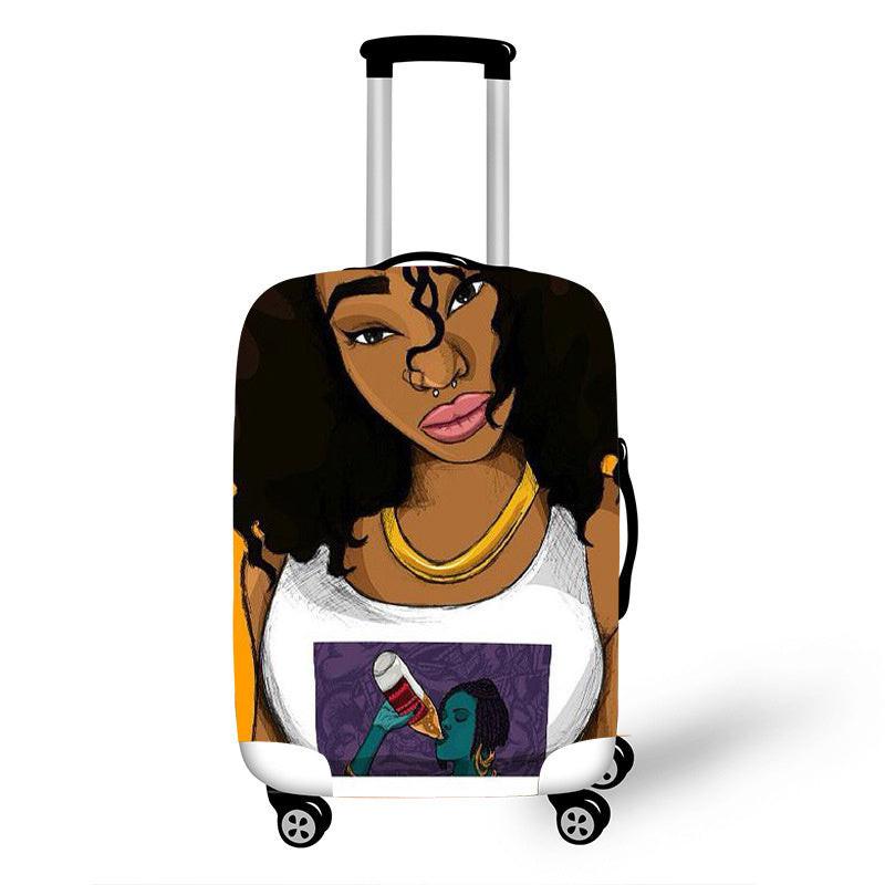 Nopersonality African Art Girl Travel Accessories Luggage Cover Suitcase Protection Baggage Dust Cover Stretch Fabrics 18-30inch.