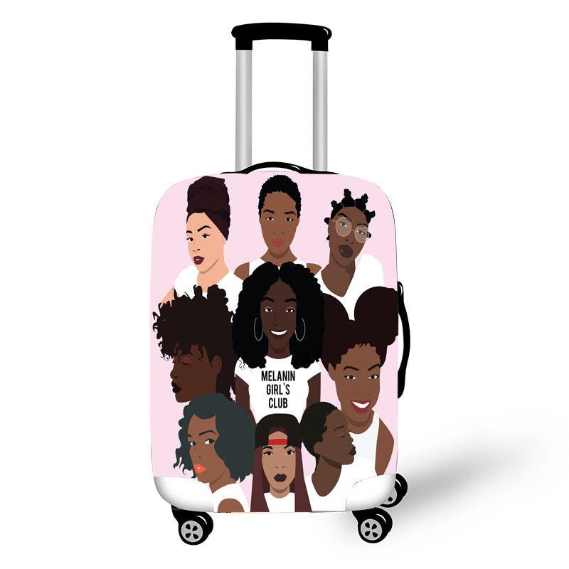 Nopersonality African Art Girl Travel Accessories Luggage Cover Suitcase Protection Baggage Dust Cover Stretch Fabrics 18-30inch.