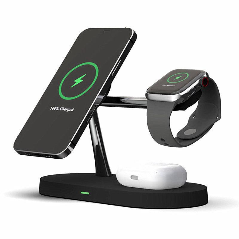 Multifunctional Five-In-One Magnetic Wireless Charging Watch Headset Desktop Mobile Phone Holder Charger 15W Fast Charge.