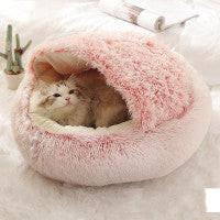 2 In 1 Dog And Cat Bed Pet Winter Bed Round Plush Warm Bed House Soft Long Plush Pets Bed Pet Products.