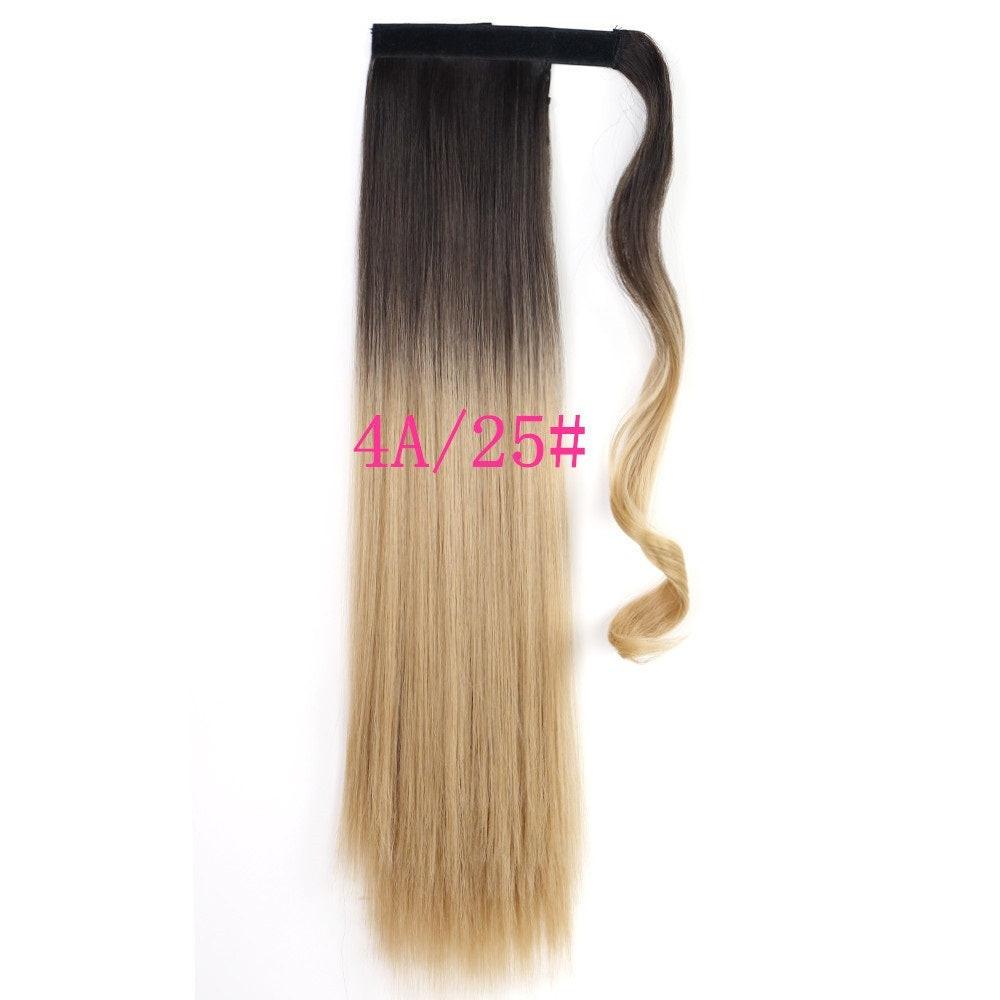 Long Straight Wrap Around Clip In Ponytail Hair Extension Heat Resistant Synthetic Tail Fake Hair.