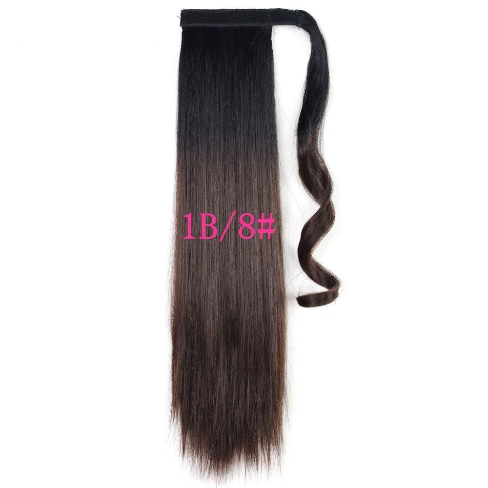 Long Straight Wrap Around Clip In Ponytail Hair Extension Heat Resistant Synthetic Tail Fake Hair.