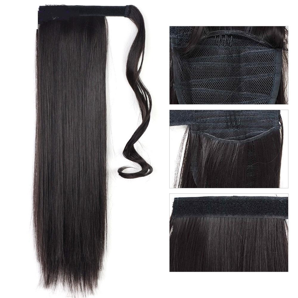 Long Straight Wrap Around Clip In Ponytail Hair Extension Heat Resistant Synthetic Tail Fake Hair.